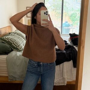 Anthropologie Cashmere Short Sleeve Mockneck